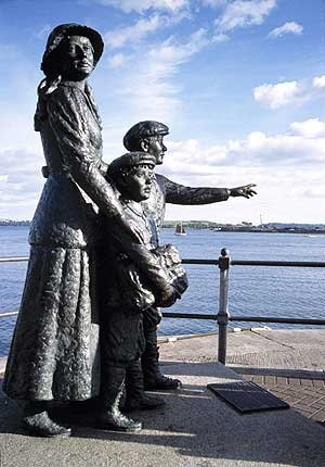 The emigration from Ireland to America is an historical fact.  The way contemporary sculpture represents it is part of our heritage